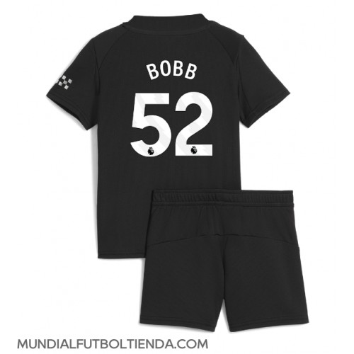 Camiseta Manchester City Oscar Bobb #52 Segunda Equipación Replica 2025-26 para niños mangas cortas (+ Pantalones cortos)